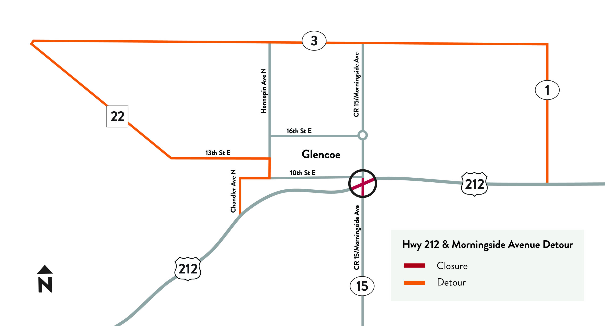 Detour Map of Highway 212